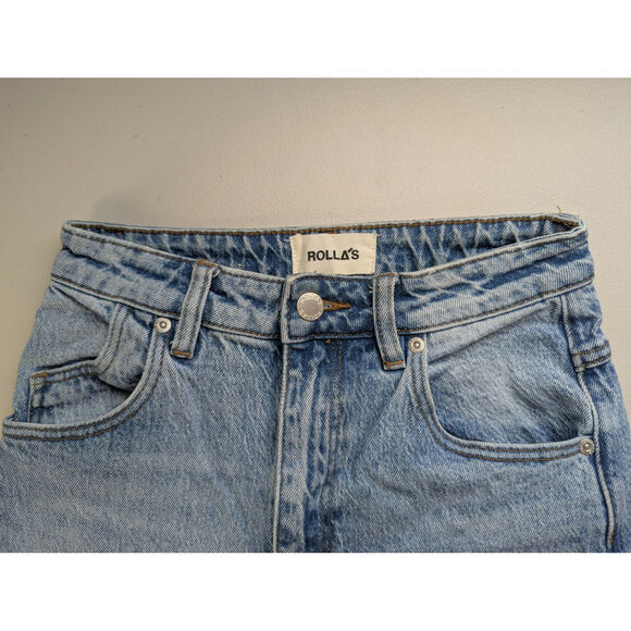 Rollas High Rise Slim Dusters Denim Jeans Womens 26 Light Wash Retro Classic - Picture 4 of 9